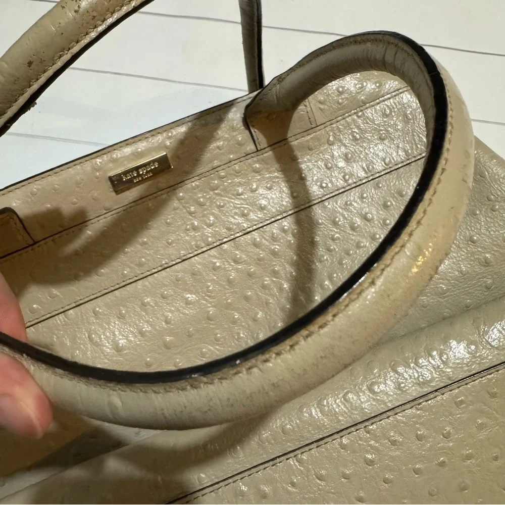 Kate Spade ♠️‎ Charm City Bow Ostrich Leather Diehl Sidewalk Tote Bag Purse